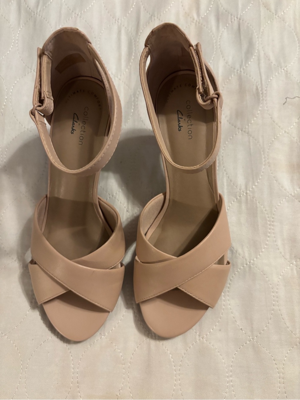 Clarks Blush Pink Crisscross Ankle Strap Heels
